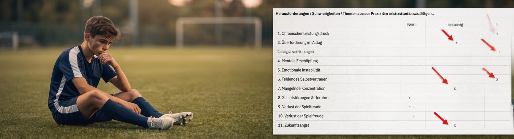 Originalauswertung: Trainingsbericht eines 14-jährigen Nachwuchsspielers mit dem klaren Ziel Profifußballer. KI-erzeugt